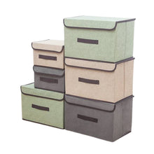 Load image into Gallery viewer, Set of Two Plain Color Foldable Storage Box with Cover
