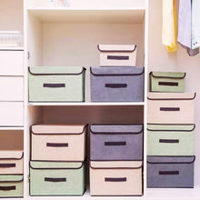 Load image into Gallery viewer, Set of Two Plain Color Foldable Storage Box with Cover