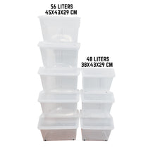 Load image into Gallery viewer, Flip-top Stackable Transparent Storage Box 56L 48L
