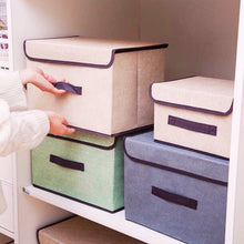 Load image into Gallery viewer, Set of Two Plain Color Foldable Storage Box with Cover