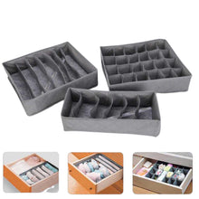 Load image into Gallery viewer, Set of Three Bamboo Charcoal Fabric Underwear Clothes Wardrobe Storage Organizer Box