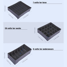 Load image into Gallery viewer, Set of Three Bamboo Charcoal Fabric Underwear Clothes Wardrobe Storage Organizer Box