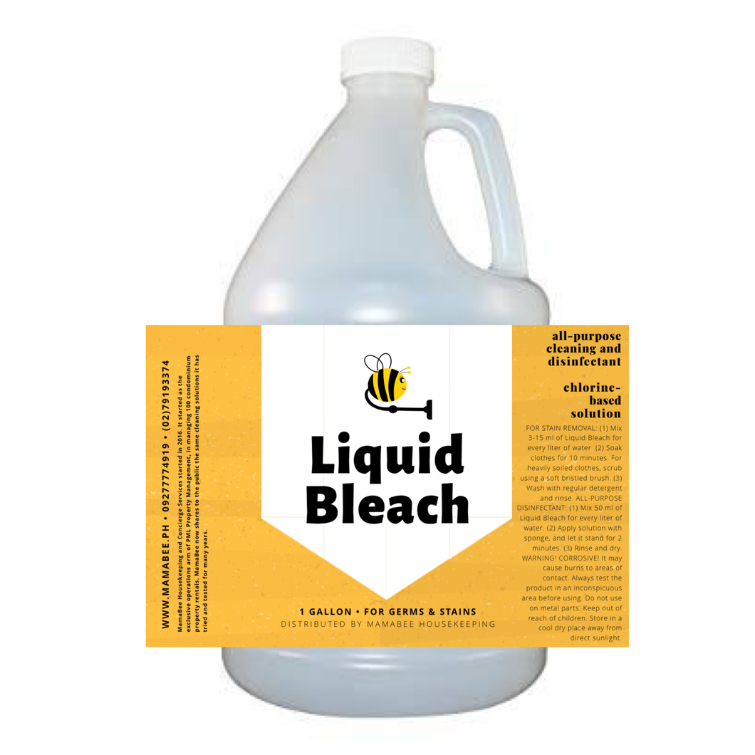 Liquid Bleach Laundry and Disinfectant 1 Gallon / 1L